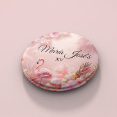 Badge Rond 2,50 Cm Tropical Flamingo Quinceañera, custom