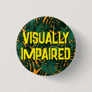 Badge Rond 2,50 Cm Tropical Jaune Jungle Feuilles malvoyants