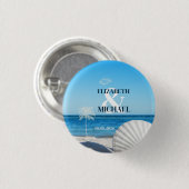 Badge Rond 2,50 Cm Tropical Wedding Ocean Beach (Devant & derrière)