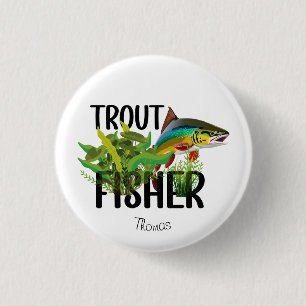 Badge Rond 2,50 Cm Truite Fisher Truite Arc-En-Ciel En Environnement 