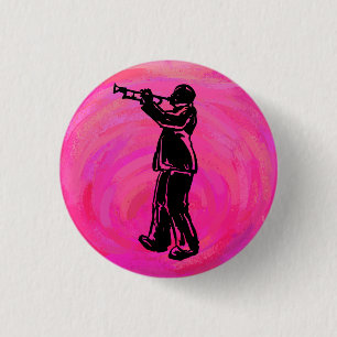 Badge Rond 2,50 Cm Trumpet Boogie Nuits New York Hot rose
