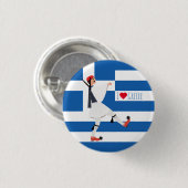 Badge Rond 2,50 Cm Tsolias (Evzone) avec fustanella et drapeau grec (Devant & derrière)