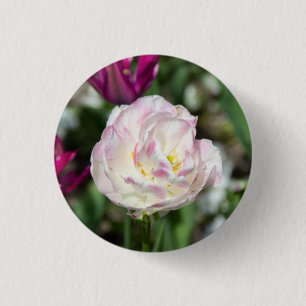 Badge Rond 2,50 Cm Tulipes rose vif par jour ensoleillé