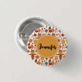 Badge Rond 2,50 Cm Turquie et Scarecrow Thanksgiving Motif (Devant & derrière)