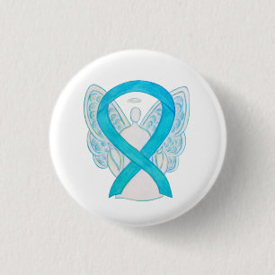 Badge Rond 2,50 Cm Turquoise Blue Angel Sensibilisation Épingle à rub