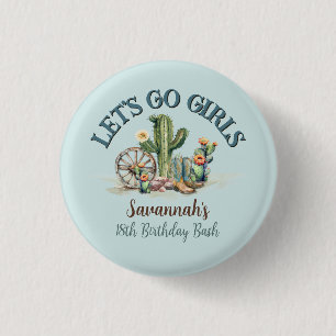 Badge Rond 2,50 Cm Turquoise Country Cowgirl Rodeo thème fête d'anniv