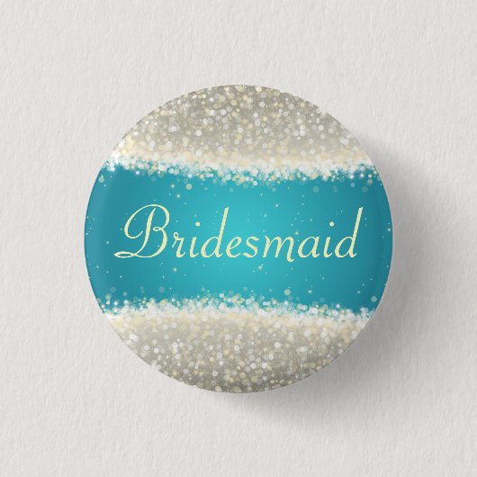 Badge Rond 2,50 Cm Turquoise d'étincelles d'éblouissement de faveur (Devant)