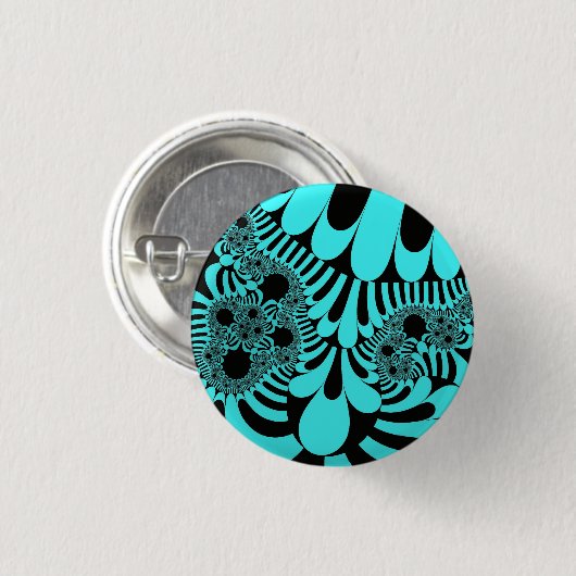 Badge Rond 2,50 Cm Turquoise et noir (Devant & derrière)