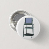 Badge Rond 2,50 Cm TV et chariot VCR Classe 80s 90s Funny School (Devant & derrière)