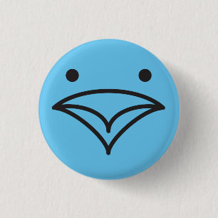 Badge Rond 2,50 Cm Tweet Funny Little Blue Bird of Happiness Face