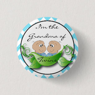 Badge Rond 2,50 Cm Two Peas in a Pod Twin Baby Boy Shower Theme
