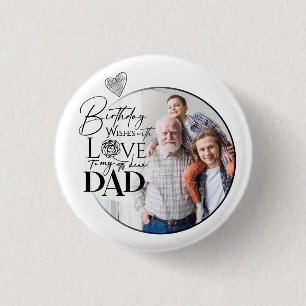 Badge Rond 2,50 Cm Typographie de fête d'anniversaire de papa minimal