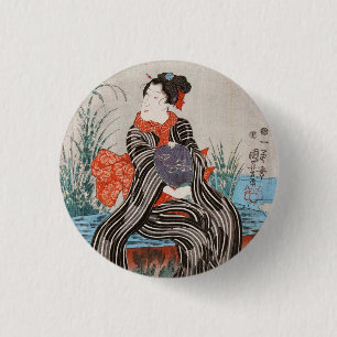 Badge Rond 2,50 Cm ukiyo-e geisha Utagawa vintage japonais classique