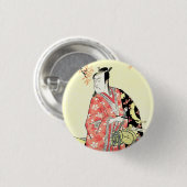 Badge Rond 2,50 Cm ukiyo-e traditionnel japonais samouraï (Devant & derrière)