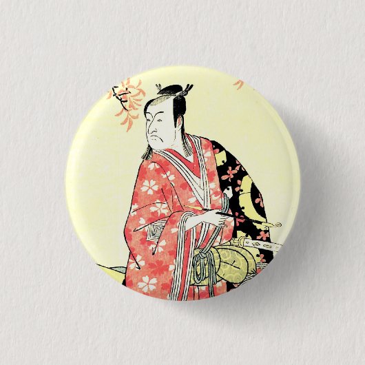Badge Rond 2,50 Cm ukiyo-e traditionnel japonais samouraï (Devant)
