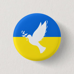 Badge Rond 2,50 Cm Ukraine Bouton drapeau colombe de la paix pour la