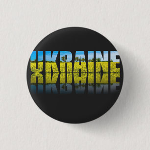 Badge Rond 2,50 Cm Ukraine étiquette avec ciel bleu et jaune