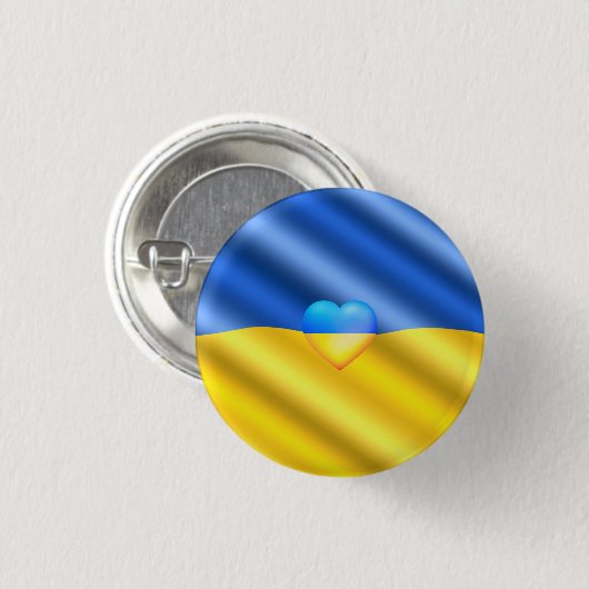 Badge Rond 2,50 Cm Ukraine - Peace - Ukrainian Flag - Freedom Support (Devant & derrière)