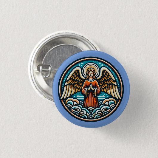 Badge Rond 2,50 Cm Un ange gardien priant (Devant & derrière)
