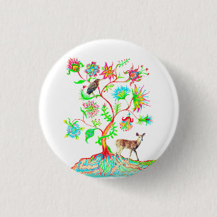 Badge Rond 2,50 Cm Un arbre de vie, un oiseau, et un fief