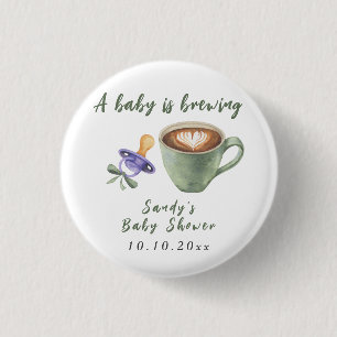Badge Rond 2,50 Cm Un bébé prépare une tétine à café Bébé Shower