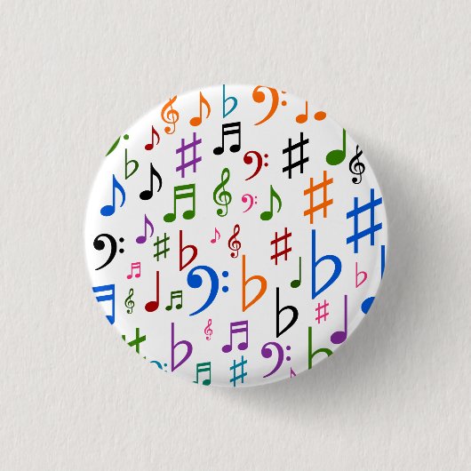 Badge Rond 2,50 Cm Un bon nombre de notes musicales et de symboles (Devant)