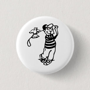 Badge Rond 2,50 Cm Un golfeur en b-w