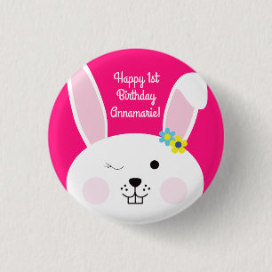 Badge Rond 2,50 Cm Un lapin mignon, un lapin mignon, 1er anniversaire