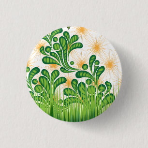 Badge Rond 2,50 Cm Un motif artistique vert et or représentant un arb