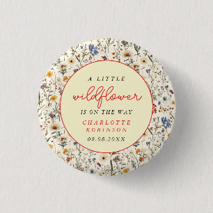 Badge Rond 2,50 Cm Un petit Baby shower de fille Fleur sauvage