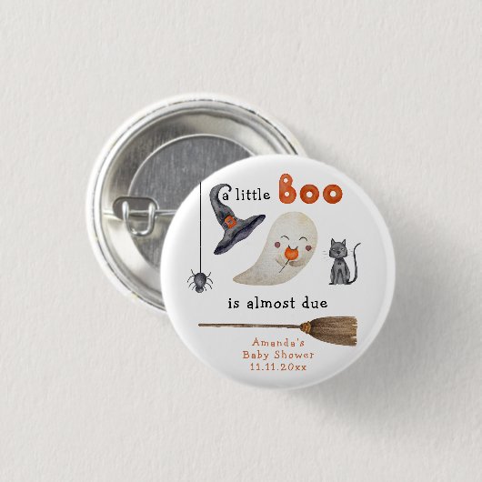 Badge Rond 2,50 Cm Un petit Boo est presque à Baby shower (Devant & derrière)
