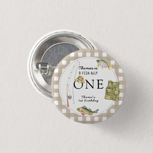 Badge Rond 2,50 Cm Un petit pêcheur fête d'anniversaire (Devant & derrière)