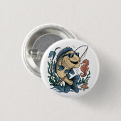 Badge Rond 2,50 Cm un poisson souriant (Devant & derrière)