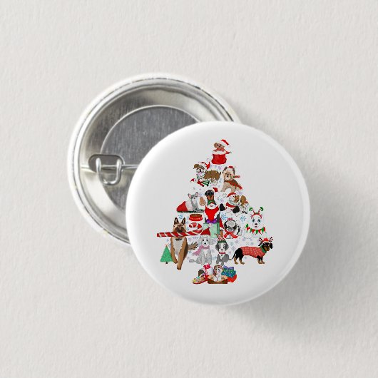 Badge Rond 2,50 Cm Un très joyeux Noël Doggie (Devant & derrière)