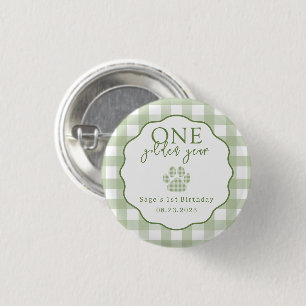 Badge Rond 2,50 Cm Une année dorée empreinte de patte Première fête d