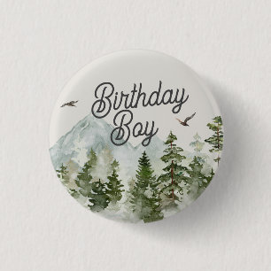 Badge Rond 2,50 Cm une aventure en forêt attend le garçon qui fête so