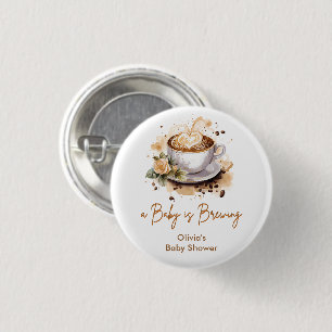 Badge Rond 2,50 Cm Une Baby Shower Café Marron Un Bébé Est En Train D