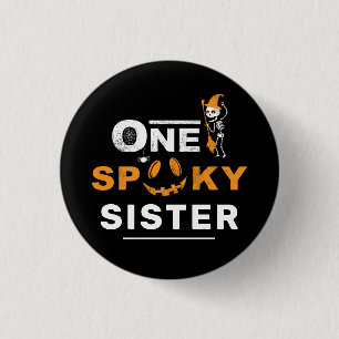 Badge Rond 2,50 Cm Une Éffrayante Soeur Halloween Famille Corresponda
