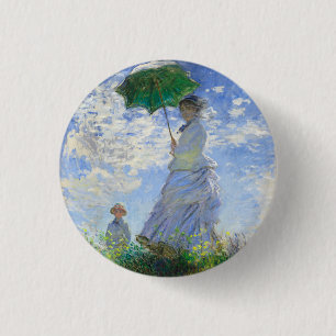 Badge Rond 2,50 Cm Une femme avec un parasol, Madame Monet et son fil