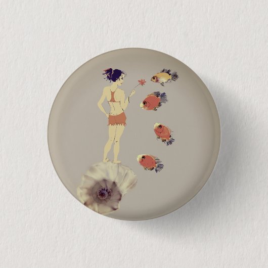 Badge Rond 2,50 Cm Une fille avec une fleur (Devant)