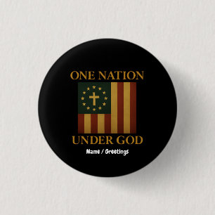 Badge Rond 2,50 Cm Une nation sous Dieu Drapeau Patriotique Chrétien