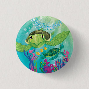 Badge Rond 2,50 Cm Une Secourt de tortue de mer