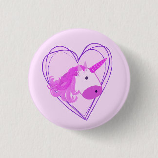 Badge Rond 2,50 Cm Unicorn Scribble Heart Valentine
