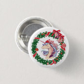 Badge Rond 2,50 Cm Unicorne magique de Noël (Devant & derrière)