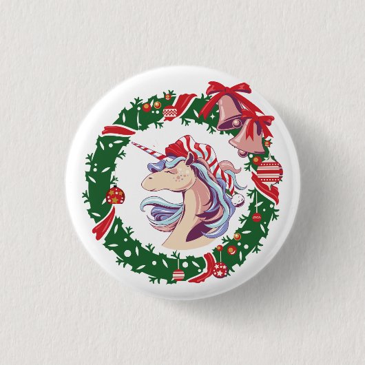 Badge Rond 2,50 Cm Unicorne magique de Noël (Devant)
