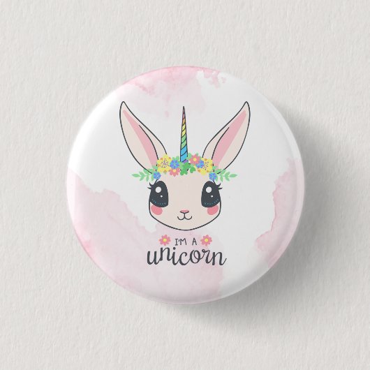 Badge Rond 2,50 Cm Unicorne rose doux (Devant)
