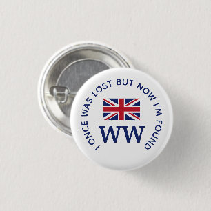 Badge Rond 2,50 Cm Union Jack MONOGRAMME personnalisé