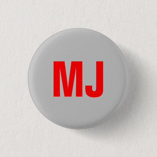 Badge Rond 2,50 Cm Unique en tendance gris rouge gras monogramme nom (Devant)