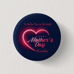Badge Rond 2,50 Cm Unique Happy Mother's Day Pink Neon