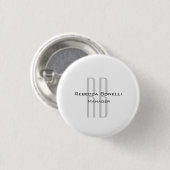 Badge Rond 2,50 Cm Unique Monogramme gris blanc moderne (Devant & derrière)